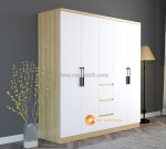 Tủ quần áo gỗ công nghiệp mdf 4 cánh màu vàng cánh trắng – hiện đại, sang trọng