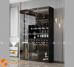 Tủ rượu gỗ mdf cửa kính phối đèn led sang trọng