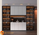 Tủ rượu gỗ mdf cửa kính tích hợp đèn led sang trọng
