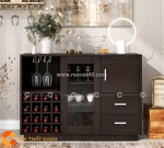 Tủ rượu gỗ mdf màu đen vân gỗ thiết kế tinh tế