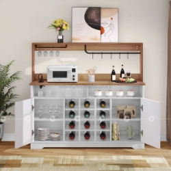 Tủ rượu gỗ mdf màu trắng phối vân gỗ cao cấp