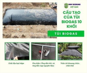 Túi biogas 10 khối tạo khi gas đun nấu