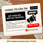 [tuyển dụng] kế toán nữ – mới ra trường