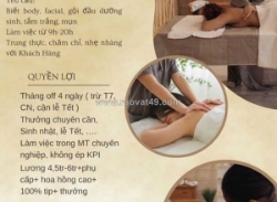 Tuyển dụng kỹ thuật viên spa tại quận 1, hcm