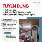 Tuyển dụng lễ tân & nhân viên dọn phòng khách sạn