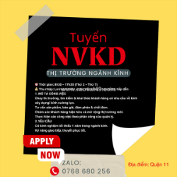 Tuyển dụng: nvkd thị trường ngành kính (có kinh nghiệm)