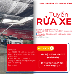 Tuyển gấp lao động phổ thông ( rửa xe ô tô)