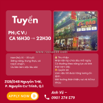 Tuyển nhân viên phục vụ – ca chiều 16h30 → 22h30