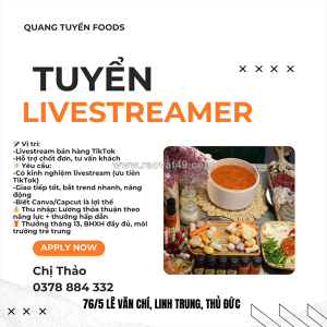 Tuyển nv livestreamer & hỗ trợ chốt đơn – lương hấp dẫn