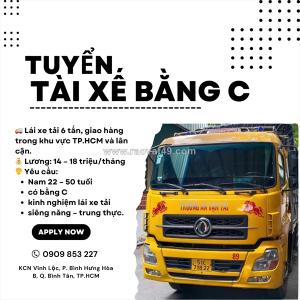 Tuyển tài xế bằng c (lái xe 6 tấn)