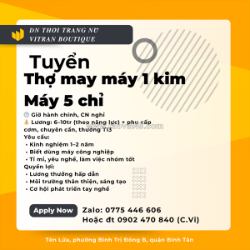 Tuyển thợ may khu vực tên lửa- bình tân
