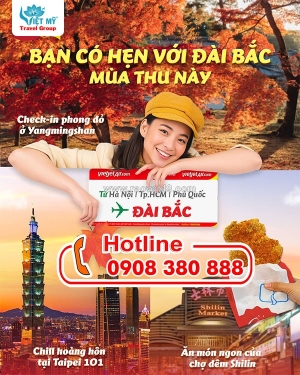 Vé máy bay vietjet đi đài bắc mùa thu này