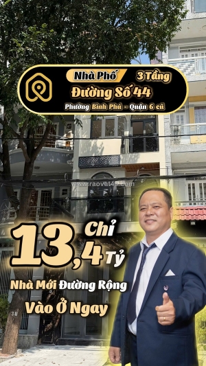💎 nhà 4 tầng mới – mặt tiền đường 44 – bình phú 2 – giá 13,4 tỷ - tìm nhà phố