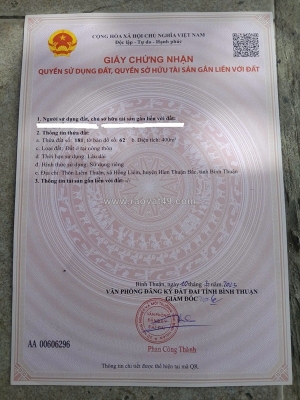 Bán 400m2 đất mặt đường bê tông tại thôn liêm thuận, xã hồng liêm, hàm thuận