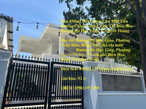 Bán 850m2 đất chính chủ mặt tiền đường chính trung tâm tp.biên hòa-đường hà huy