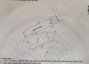 Bán đất ngõ hoàng mai sđcc 78m2, mặt tiền 10.1m, 0 triệu/m