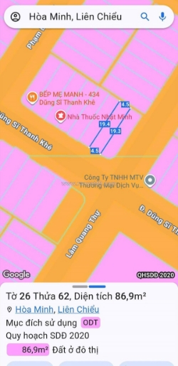 Bán đất tiền dũng sĩ thanh khê - sát biển - cách biển chỉ 150m