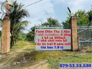 Bán farm nghĩ dưỡng diên thọ khánh hfoa 1.6 ha giá 7.8 tỷ. zalo79-53.53.53o