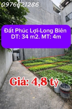 Bán lô đất hàng hiếm phúc lợi – long biên – 35m² – mt 4m – giá chỉ 4,8 tỷ – ô