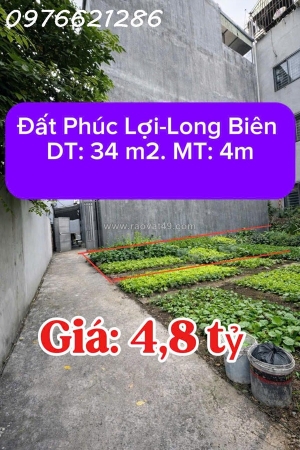 Bán lô đất hàng hiếm phúc lợi – long biên – 35m² – mt 4m – giá chỉ 4,8 tỷ – ô