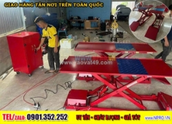 Bàn nâng sửa xe máy cho tiệm – gara, khung thép chắc chắn