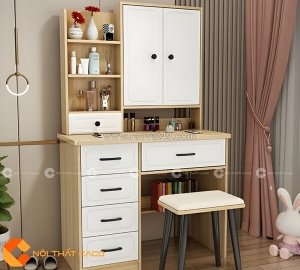 Bàn trang điểm gỗ công nghiệp mdf kết hợp tủ kệ trang trí hiện đại