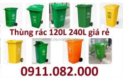 Bộ đôi thùng rác 120l và 240 lít giá rẻ- thùng rác môi trường giá sỉ- lh 0911082000