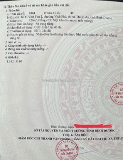 Cần bán nhanh lô đất tại kdc vĩnh phú 2, pvĩnh phú, thị xã thuận an, tỉnh