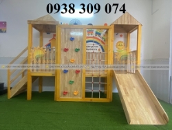 Cầu trượt gỗ mầm non, cầu trượt liên hoàn gỗ trong nhà