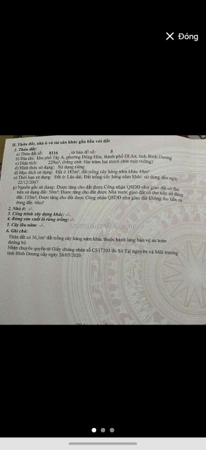 Chính chủ bán nhà đất diện tích lớn đường trần văn ơn – đông hòa, dĩ an