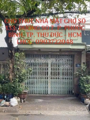 Chính chủ cho thuê nhà mặt chợ số 133, đường số 7, p.phước bình, tp. thủ đức
