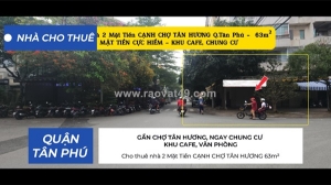 Cho thuê nhà 2 mặt tiền cạnh chợ tân hương 63m²- khu cafe, chung cư