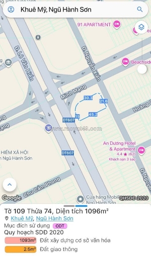 Chuyển nhượng lô góc 3mt đường minh mạng và lê văn hiến, khuê mỹ