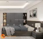 Combo phòng ngủ màu xám phối vân gỗ sang trọng