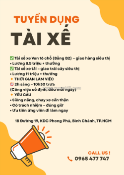 Công ty minh anh – tuyển tài xế giao hàng