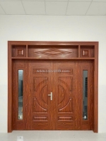 Cửa thép vân gỗ tại đồng tháp – cửa chính chịu nắng, mưa 2