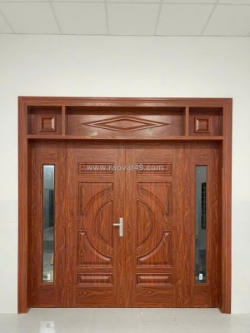 Cửa thép vân gỗ tại đồng tháp – cửa chính chịu nắng, mưa 2