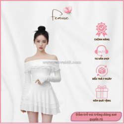 Đầm trễ vai trắng dáng xoè femuse – vẻ đẹp quyến rũ & tinh khôi