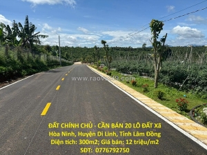 Đất chính chủ - cần bán 20 lô đất xã hòa ninh, huyện di linh, tỉnh lâm đồng