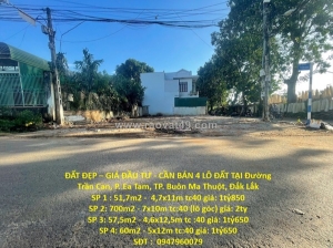 Đất đẹp – giá đầu tư - cần bán 4 lô đất tại đường trần can, p. ea tam, tp. buôn