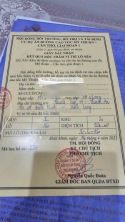 Đất đẹp – giá đầu tư - cần bán lô đất tại khu tái định cư cao tốc mỹ thuận cần