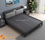 Giường ngủ gỗ công nghiệp bọc đầu nệm chân cao hiện đại