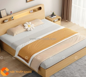 Giường ngủ gỗ công nghiệp có kệ trang trí thông minh