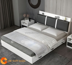 Giường ngủ gỗ công nghiệp dạng hộp bọc nệm đầu giường tinh tế