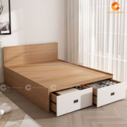 Giường ngủ gỗ công nghiệp thiết kế 2 hộc kéo nhỏ gọn
