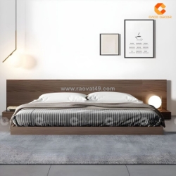 Giường ngủ gỗ công nghiệp thiết kế sát đất bền, chịu lực tốt