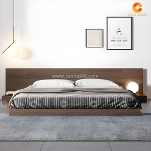 Giường ngủ gỗ công nghiệp thiết kế sát đất bền, chịu lực tốt