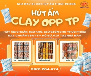 Gói hút ẩm clay thịnh phong bảo quản hàng ăn vặt & bánh mứt tết