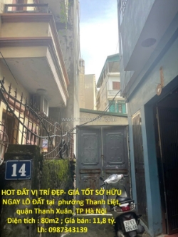 Hot đất vị trí đẹp- giá tốt sở hữu ngay lô đất tại quận thanh xuân, tp hà nội