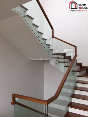 Hướng dẫn lắp đặt cầu thang kính tay vịn gỗ tròn đơn giản, nhanh chóng